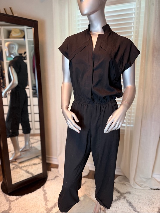 BCBGeneration Pants - BCBGeneration BCBG Black Utility Jumpsuit Medium Cap Sleeve Cinched Waist Travel